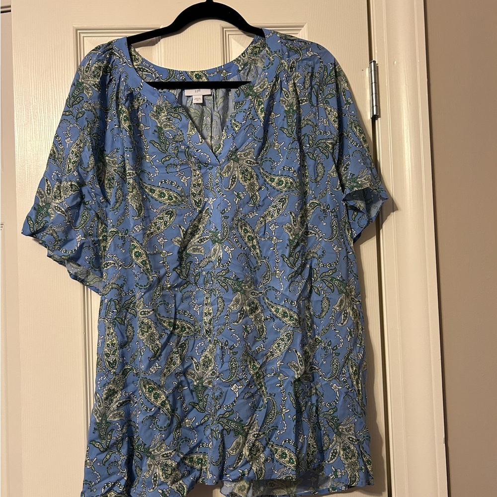 J. Jill Blue and Green Relaxed Blouse